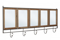 Oglinda de perete cu rama metal negru lemn natur si 5 agatatori Border 103.5 cm x 8 cm x 40 h Elegant DecoLux foto