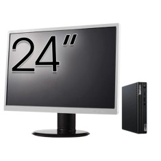 Pachet Calculator Second Hand Lenovo M80q Mini PC, Intel Core i5-10400T 2.00 - 3.60GHz, 16GB DDR4, 256GB SSD + Monitor 24&amp;quot; NewTechnology Media