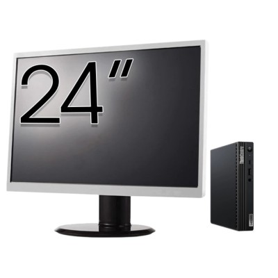 Pachet Calculator Second Hand Lenovo M80q Mini PC, Intel Core i5-10400T 2.00 - 3.60GHz, 16GB DDR4, 256GB SSD + Monitor 24&amp;amp;quot; NewTechnology Media foto