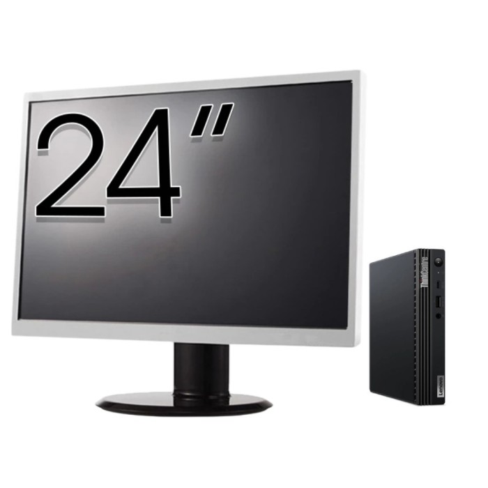 Pachet Calculator Second Hand Lenovo M80q Mini PC, Intel Core i5-10400T 2.00 - 3.60GHz, 16GB DDR4, 256GB SSD + Monitor 24&amp;quot; NewTechnology Media