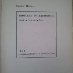 Theodor Hristea - Probleme de etimologie. Studii, articole, note (1968)