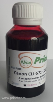 Cerneala ROSIE pentru cartuse CANON CLI-571 MAGENTA refilabile CLI571 - 100 ml foto