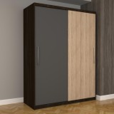 Dulap Dormitor Nova Eco 150 cm x 200 cm, fara oglinda, wenge cu usi glisante gri sonoma