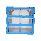 Cutie depozitare albastra din plastic modulara, 6 sertare 267x157x262mm Breckner Germany