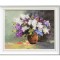 Tablou vaza cu liliac pictat manual inramat, 60x50cm ulei pe panza, rama din lemn, Geo Ungureanu