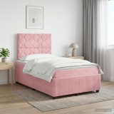 Cumpara ieftin Pat boxspring cu saltea cu headboard Roz 120 x 200 cm Catifea