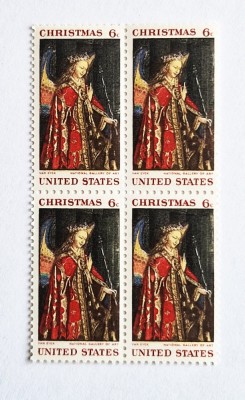4 timbre SUA Statele Unite bloc de 4 val. MNH 1968 Craciun Van Eyck Scott # 1363 foto