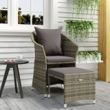 Gossi set mobilier de gradina cu perne, 2 piese, gri, poliratan