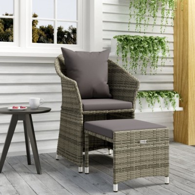 Gossi set mobilier de gradina cu perne, 2 piese, gri, poliratan foto
