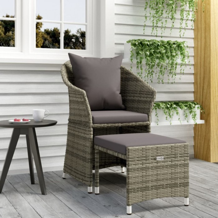 Gossi set mobilier de gradina cu perne, 2 piese, gri, poliratan