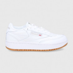 Reebok Classic ghete de piele Club C Double FV5658 culoarea alb, cu toc plat FV5658.100001198-WHT/WHT