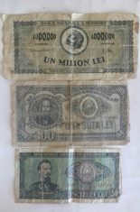 BANCNOTE ROMANESTI 1 MIL. 1947 - 100 LEI 1952 - 50 LEI 1966 foto