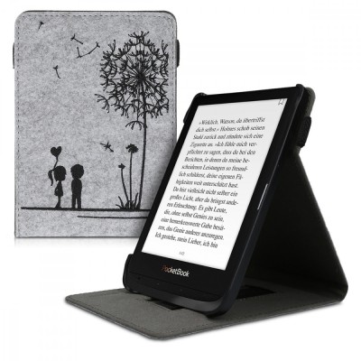 Husa pentru PocketBook Touch Lux 5 / Touch Lux 4 / Touch HD 3, Piele ecologica, Gri, kwmobile, 47603.10 foto