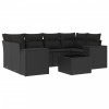 Set canapele de gradina cu perne, 7 piese, negru, poliratan