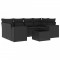 Set canapele de gradina cu perne, 7 piese, negru, poliratan