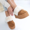 Mocasini Dama Imblaniti Camel Piele Ecologica Intoarsa Tarena - Confortabili, Talpa 5cm, V&acirc;rf Rotund - Marimea 39