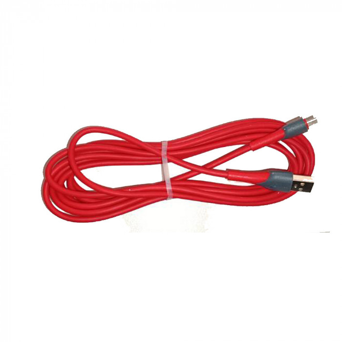 Cablu incarcare date USB - Micro USB Liquid Silica 5A rosu 3 metri