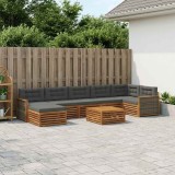 vidaXL Set de canapele de exterior cu pernă 8 pcs Natural și Antracit 3383650