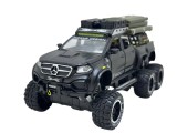 Macheta Mercedes Pickup 6x6 1/24 replica metal cu sunet, lumini, suspensii si accesorii off-road - negru