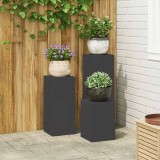 vidaXL Suporturi pentru plante pilon, 3 bucăți, din oțel negru