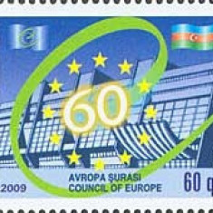 AZERBAIJAN 2009 CONSILIUL EUROPEI a 60-a aniversare Serie 1 timbru MNH**