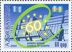 AZERBAIJAN 2009 CONSILIUL EUROPEI a 60-a aniversare Serie 1 timbru MNH** foto