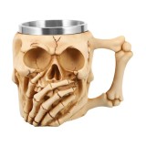 Halba de bere Mute Skeleton 400 ml, inox+rasina, Bej, Oem