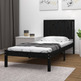 VidaXL Cadru de pat Single 3FT, negru, 90x190 cm, lemn masiv de pin