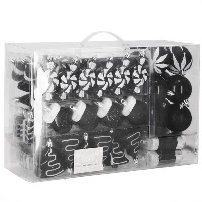 Set globuri si decoratiuni de Craciun, 77 piese, diverse dimensiuni, negru Household NewTrend foto