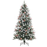 HOMCOM Brad de Craciun cu zapada, decoratiune de craciun, brad verde, brad artificial 109x109x180cm | Aosom Romania