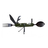 Briceag multifunctional pentru camping IdeallStore&reg;, otel inoxidabil, 20 cm, kaki