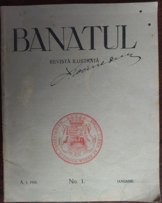 PRIMUL NUMAR DIN REVISTA BANATUL/IAN.1926:Lucian Blaga/Aron Cotrus/Sabin Dragoi+