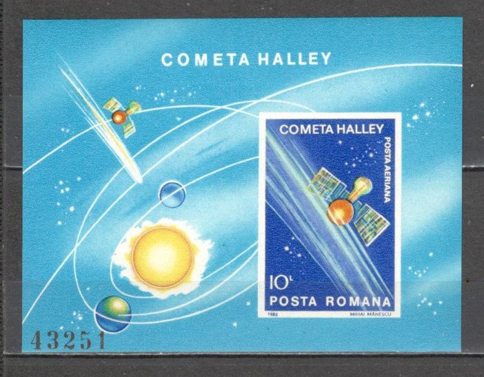 Romania.1986 Cometa Halley-Bl. nedantelat DR.481