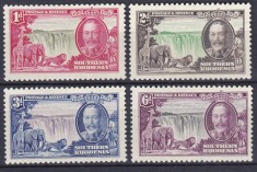 DB1 Colonii Rodezia de Sud Fauna Africana Elefant Leu Girafa Rhodesia 1935 KGV 25 ani Domnie 4 v. MNH