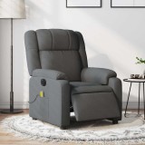 vidaXL Fotoliu electric de masaj rabatabil, gri &icirc;nchis, textil