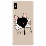 Husa silicon pentru Apple Iphone XS Max, Th Black Cat In Hands
