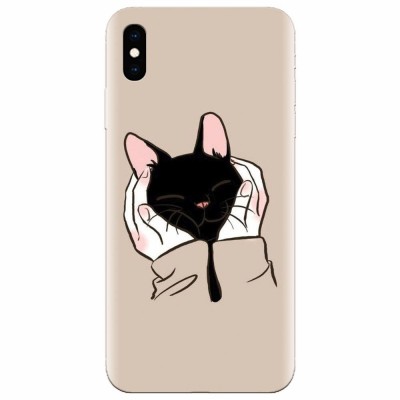Husa silicon pentru Apple Iphone XS, Th Black Cat In Hands foto