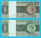 Brazilia SET 2x (pick 191+191A) 1 Cruzeiro 1970+1975 UNC; Medalion maro + verde