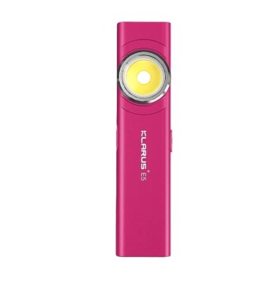 Lanterna EDC Klarus E5, 600 lm, baza magnetica, clips, incarcare USB-C, EDC, dublu LED pentru apropiere si distanta, roz foto
