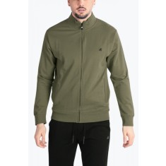 Bluza barbati cu fermoar si maneca lunga verde, 2XL