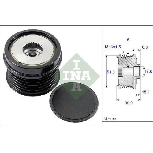 Fulie alternator Ford C-Max II, Fiesta, Focus III, Galaxy II, Grand C-Max, Kuga II, Mondeo IV, S-Max, Tourneo Connect, Transit Connect; Volvo S60 II,