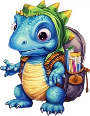 Sticker decorativ Dinozaur, Albastru, 76 cm, 8001ST-6 foto