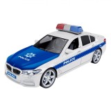 Mașină de Jucărie, Model 1:16, Uși Deschise, Sunet și Lumină, Baterii Incluse, Alb/Albastru, Plastic, Oem