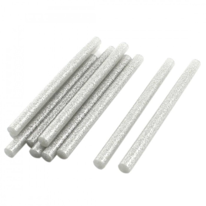 Pachet Set 1kg batoane silicon argintiu cu sclipici 7mm 20cm 125buc