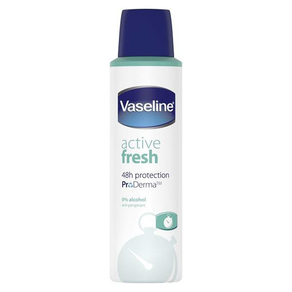 Antiperspirant Deodorant, Vaseline, Active Fresh, cu Proderma, Hipoalergenic, Protectie 48h, 150ml