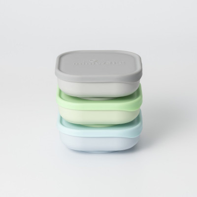 Set 3 boluri pentru hrana bebelusi Miniware Snack Bowl, 100% din materiale naturale biodegradabile, Aqua+Grey+Keylime foto