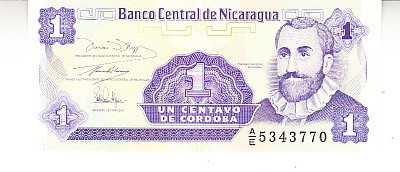 M1 - Bancnota foarte veche - Nicaragua - 1 centavos - 1991 foto