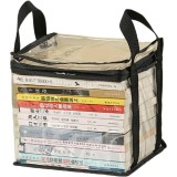 Cutie de Depozitare, Flippy, din PVC + Textil, Rezistenta la Apa, Geanta pentru Carti, 23x17x28 cm, Transparent-Negru