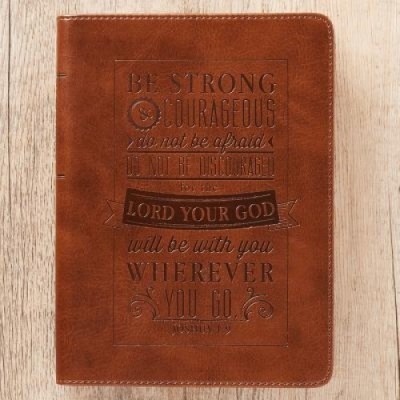 Journal Lux-Leather Be Strong &amp;amp; Courageous Josh 1: 9 foto