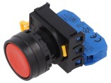 Comutator acţionat prin apăsare 22mm Poz.i stab 1 NO roşu